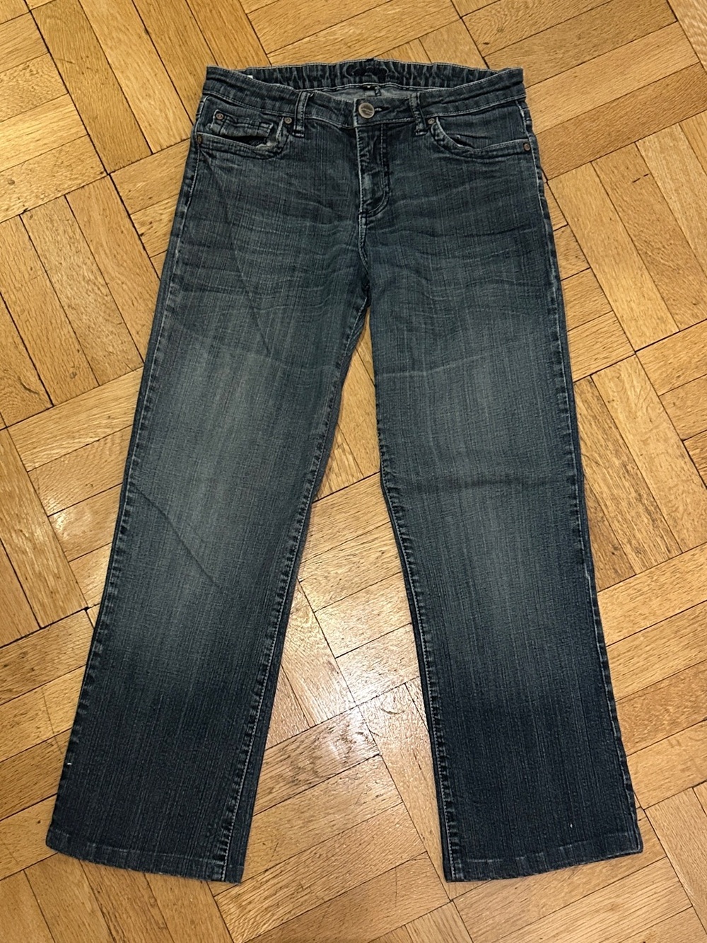 Low Rise Dark Blue Straight-Leg Jeans